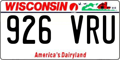 WI license plate 926VRU