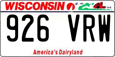 WI license plate 926VRW