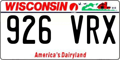 WI license plate 926VRX