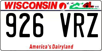 WI license plate 926VRZ