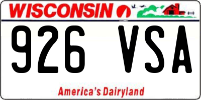WI license plate 926VSA
