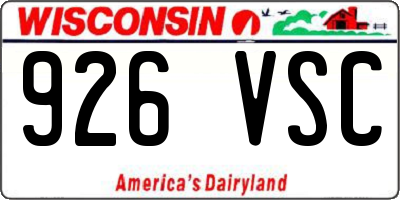 WI license plate 926VSC