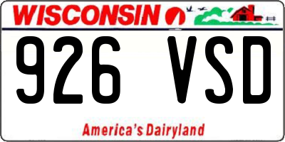 WI license plate 926VSD
