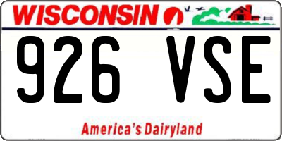 WI license plate 926VSE