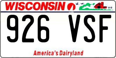 WI license plate 926VSF