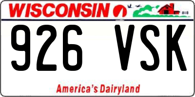 WI license plate 926VSK