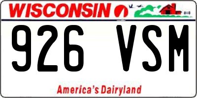 WI license plate 926VSM