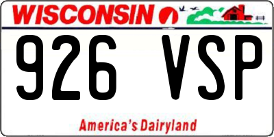 WI license plate 926VSP