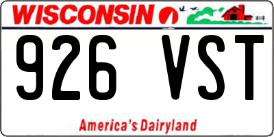 WI license plate 926VST