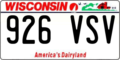 WI license plate 926VSV