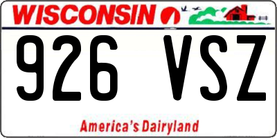 WI license plate 926VSZ