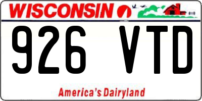 WI license plate 926VTD