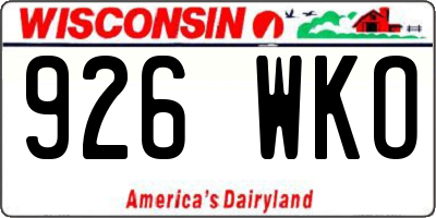 WI license plate 926WKO