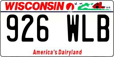 WI license plate 926WLB