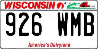 WI license plate 926WMB