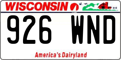 WI license plate 926WND