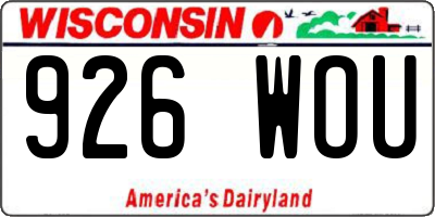 WI license plate 926WOU