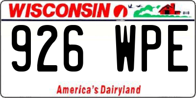 WI license plate 926WPE