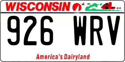 WI license plate 926WRV