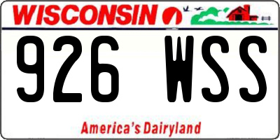 WI license plate 926WSS