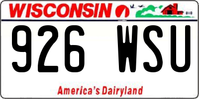 WI license plate 926WSU