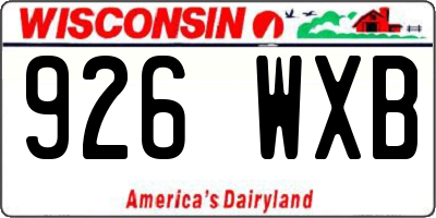 WI license plate 926WXB