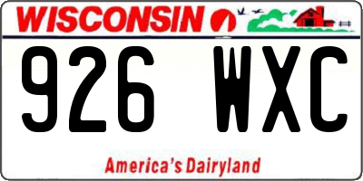 WI license plate 926WXC