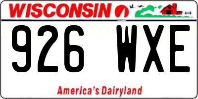WI license plate 926WXE
