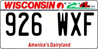 WI license plate 926WXF