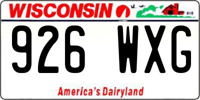 WI license plate 926WXG