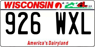 WI license plate 926WXL