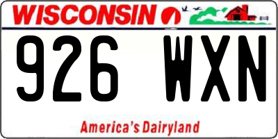 WI license plate 926WXN