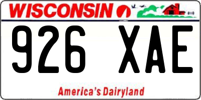WI license plate 926XAE