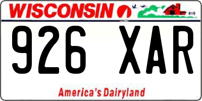 WI license plate 926XAR