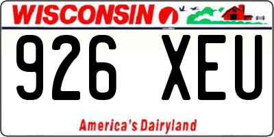 WI license plate 926XEU