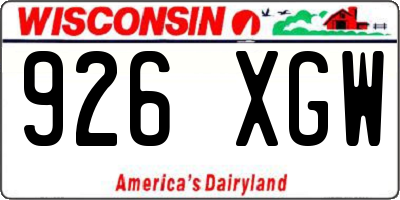 WI license plate 926XGW