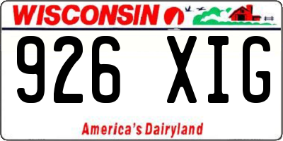 WI license plate 926XIG