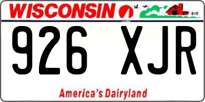 WI license plate 926XJR