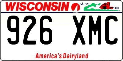 WI license plate 926XMC