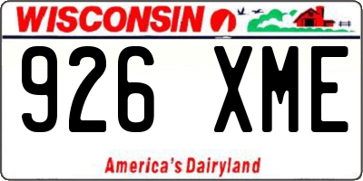 WI license plate 926XME