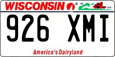 WI license plate 926XMI