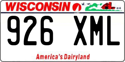 WI license plate 926XML