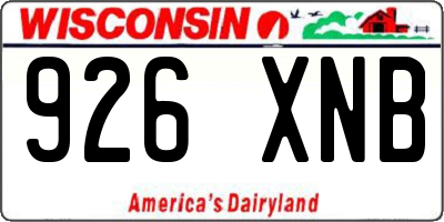 WI license plate 926XNB