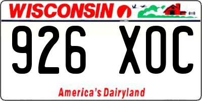 WI license plate 926XOC