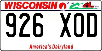 WI license plate 926XOD