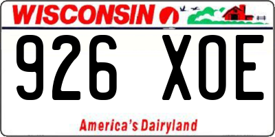 WI license plate 926XOE