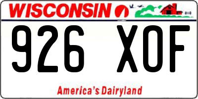 WI license plate 926XOF