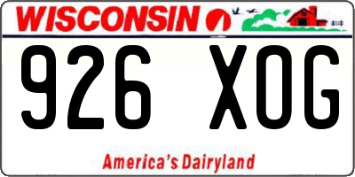 WI license plate 926XOG