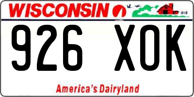 WI license plate 926XOK