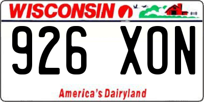 WI license plate 926XON